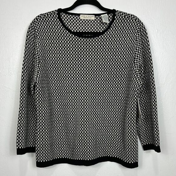 Lord & Taylor Vintage Italian Merino Wool Geo Pattern Sweater Size XL - Picture 1 of 9